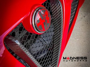 Alfa Romeo 4C Carbon Fiber Badge Cover Kit - Alfa Romeo Logo in Red